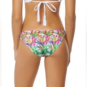 New pilyq Lana ruched full bikini bottom large